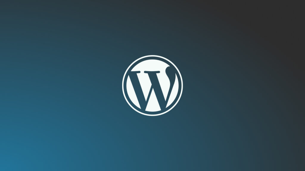 WordPress Webdesign-Logo: weißes W im Kreis auf blau-schwarzem Farbverlauf, zentriert für Kunde "Webagentur Müller".